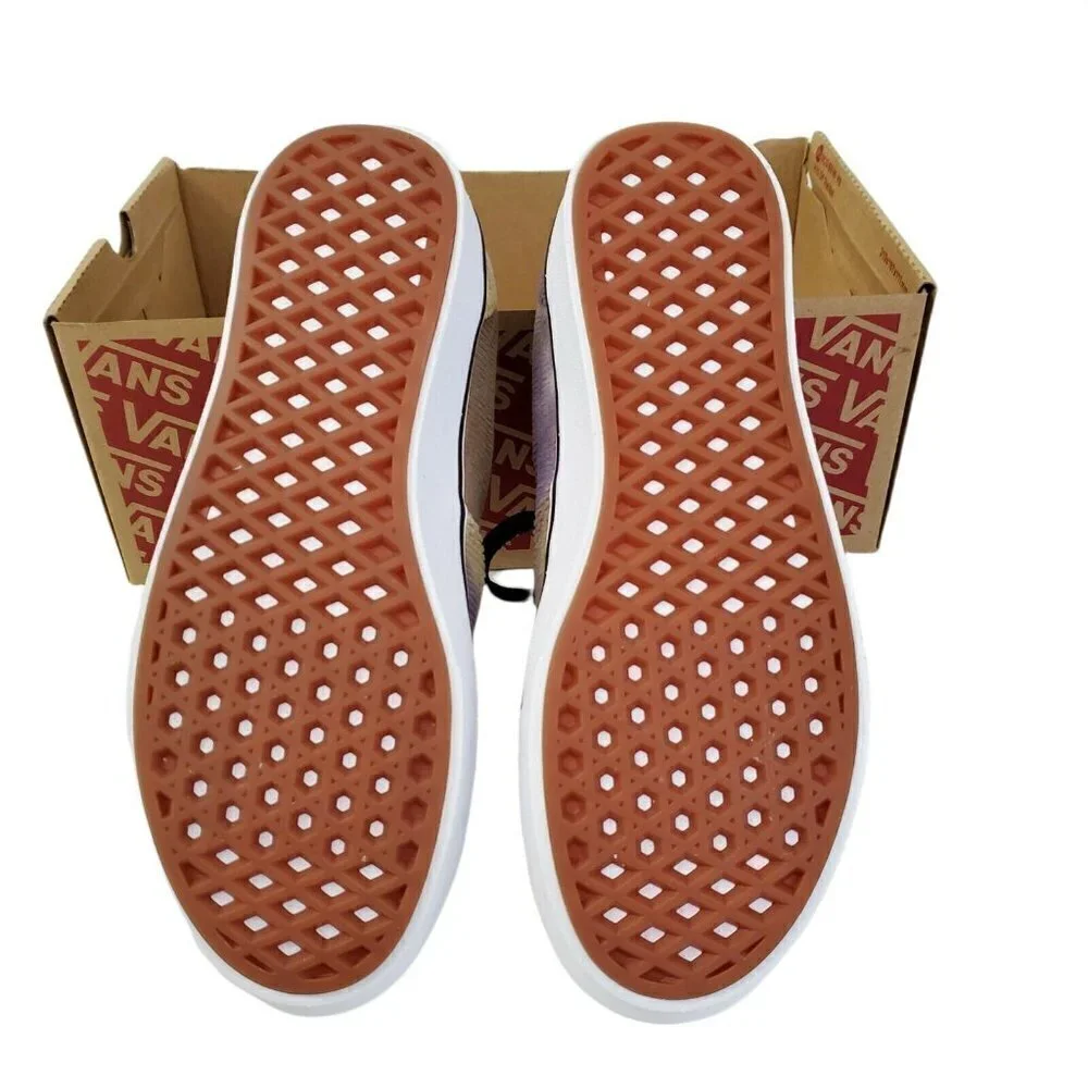 VANS Comfycush Shoes Womens 7 Mens‎ 5.5 Blotched Purple Velvet White NWT